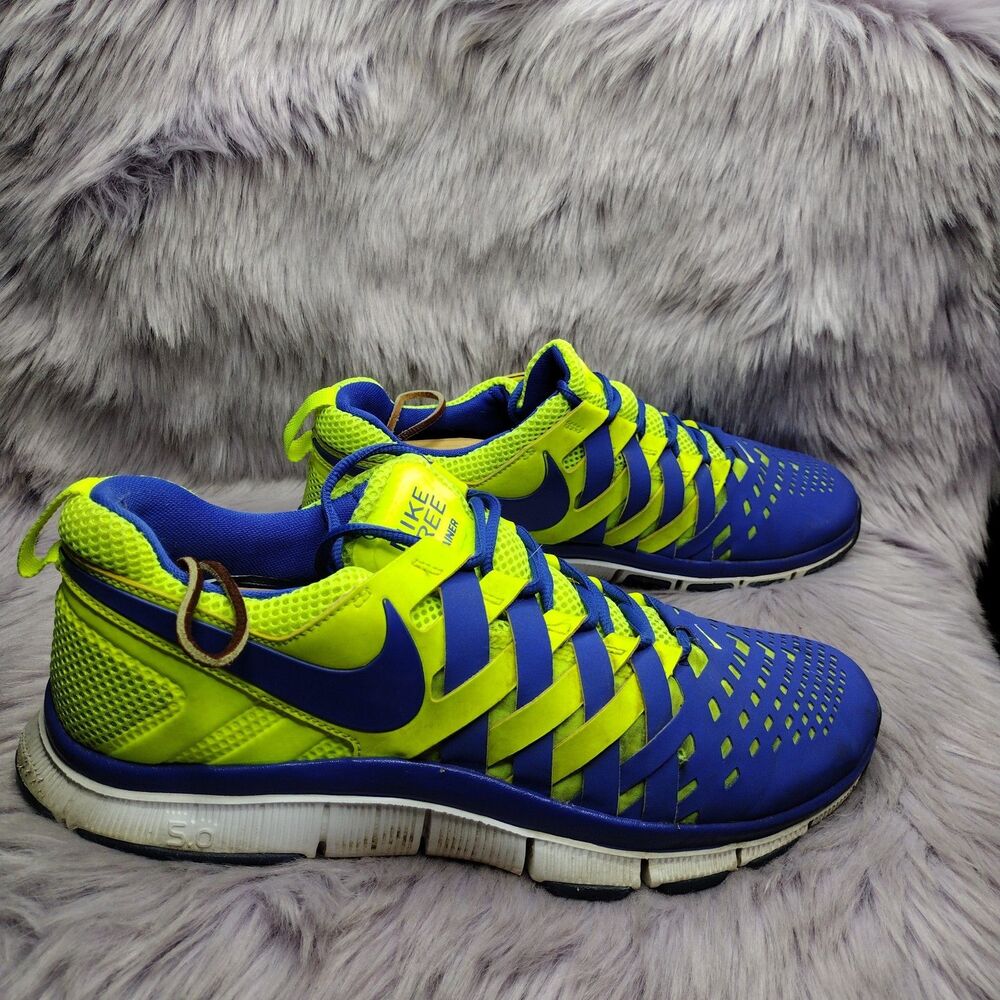Nike Free Trainer 5.0 Sneakers Mens Size 10.5 Blue Green Neon 579809-700 - Picture 2 of 8